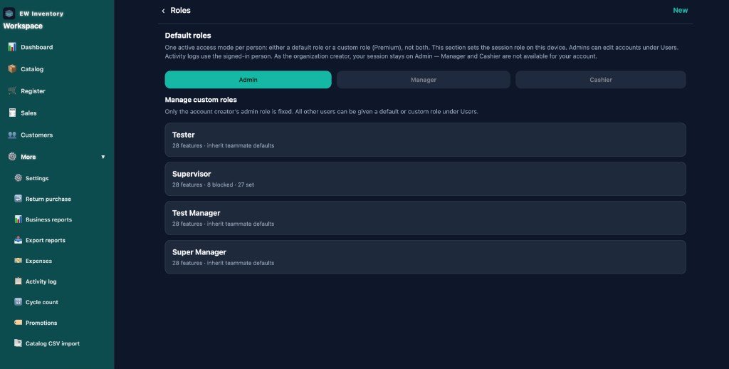 EW Inventory catalog CSV import screen